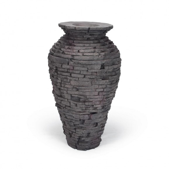 SMALL STACKED SLATE URN